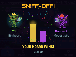 Sniff-off between two goblins, with hoard bars
